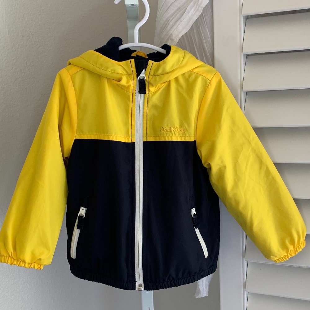 OSHKOSK B'Gosh,‎ Kid's ZipperJacket w/Hood, Navy & Yellow, Size 2T